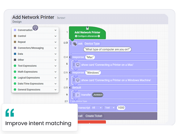 chat intent utterance matching conversational ai with automation